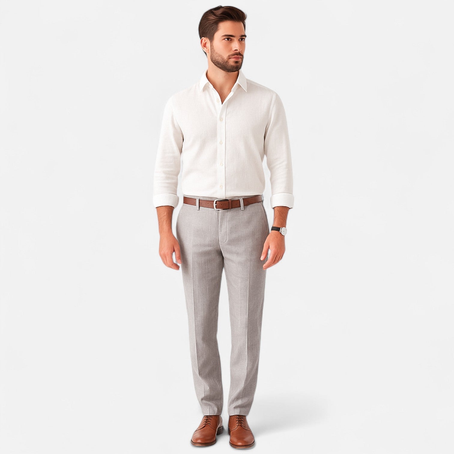 Linen trousers with elasticated waist and side pockets