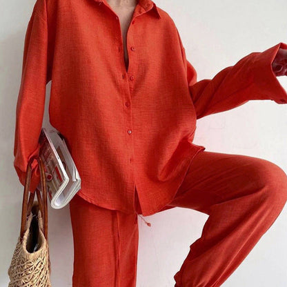 Linen blouse and wide-leg trousers – Mina