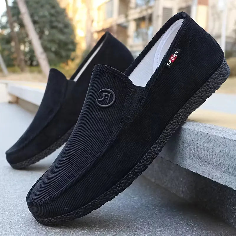 Loafers with corduroy upper
