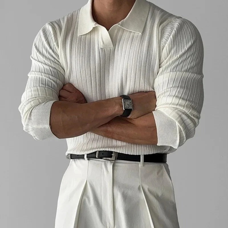 Long Sleeve Polo with V-Neck