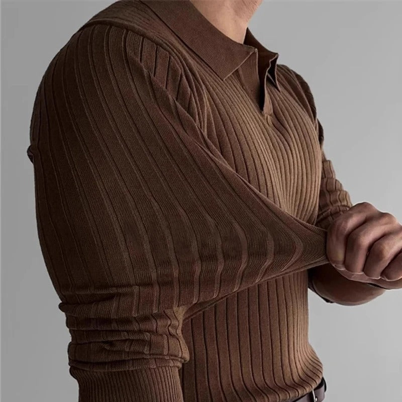 Long Sleeve Polo with V-Neck