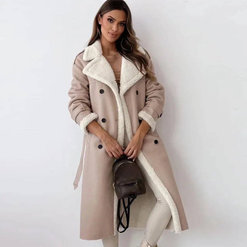 Long coat with buttons for women