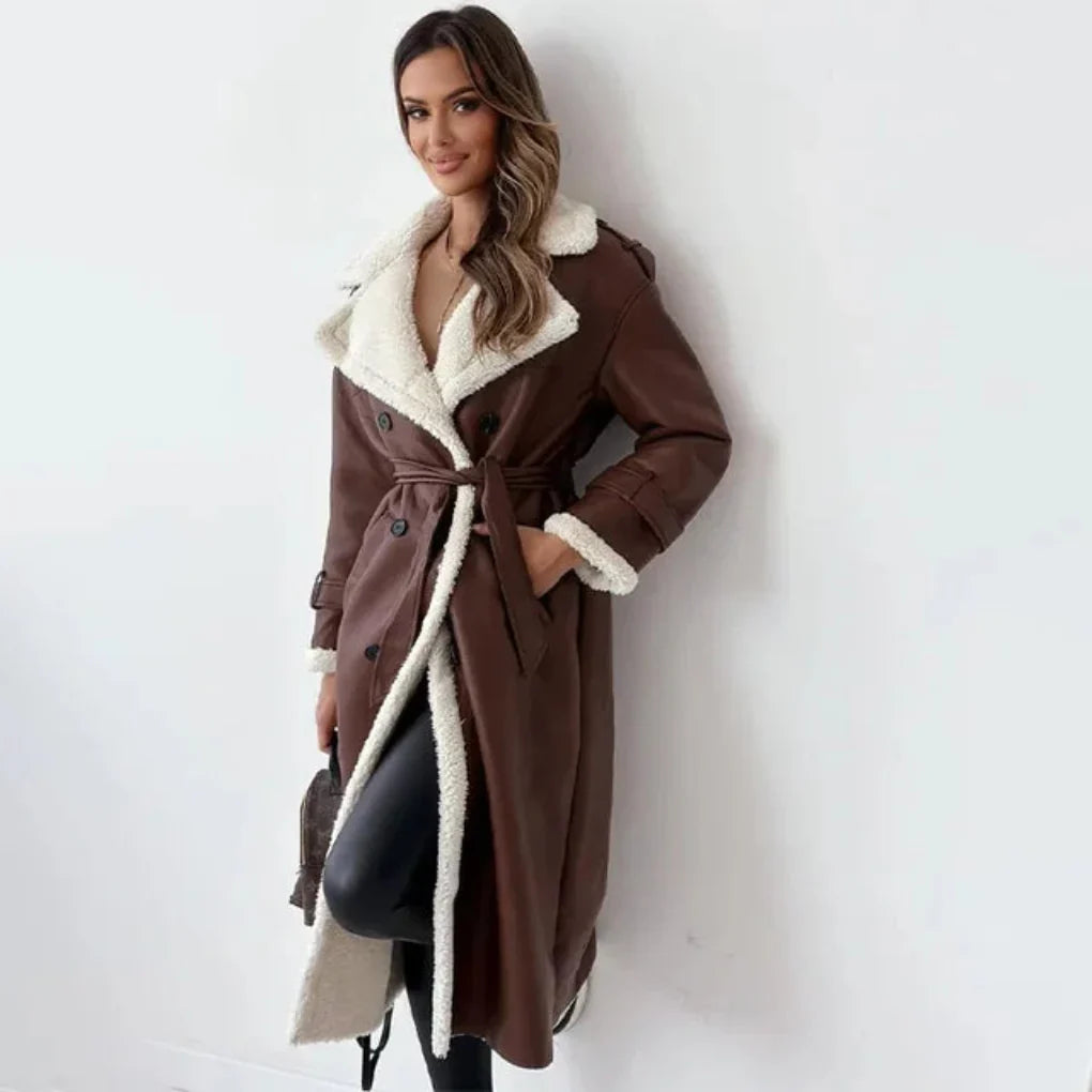 Long coat with buttons for women