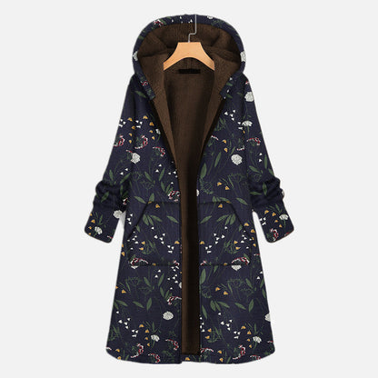 Long ladies' coat with hood