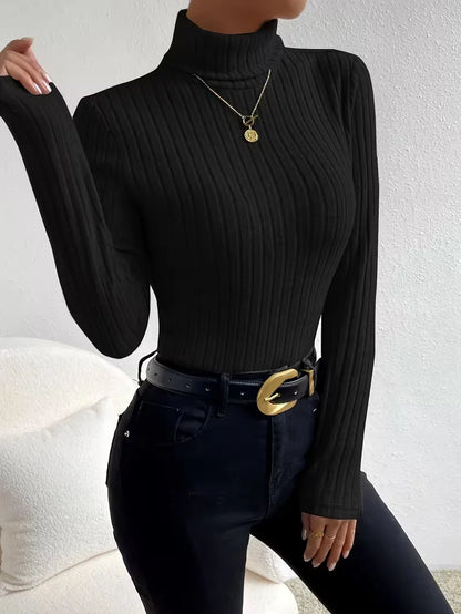 Long-sleeve ribbed turtleneck