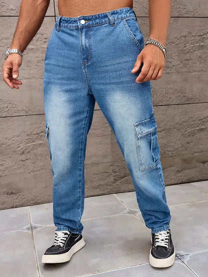 Loose fit trousers for men with cargo pockets
