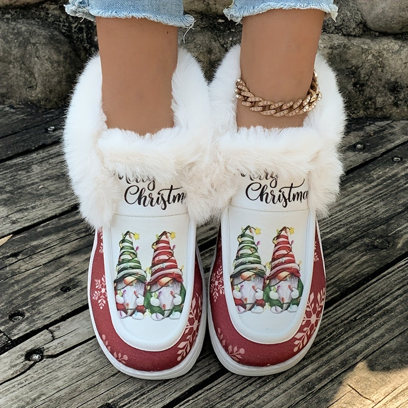 Lotte | Cheerful Christmas Print Plush-Lined Thermal Snow Boots