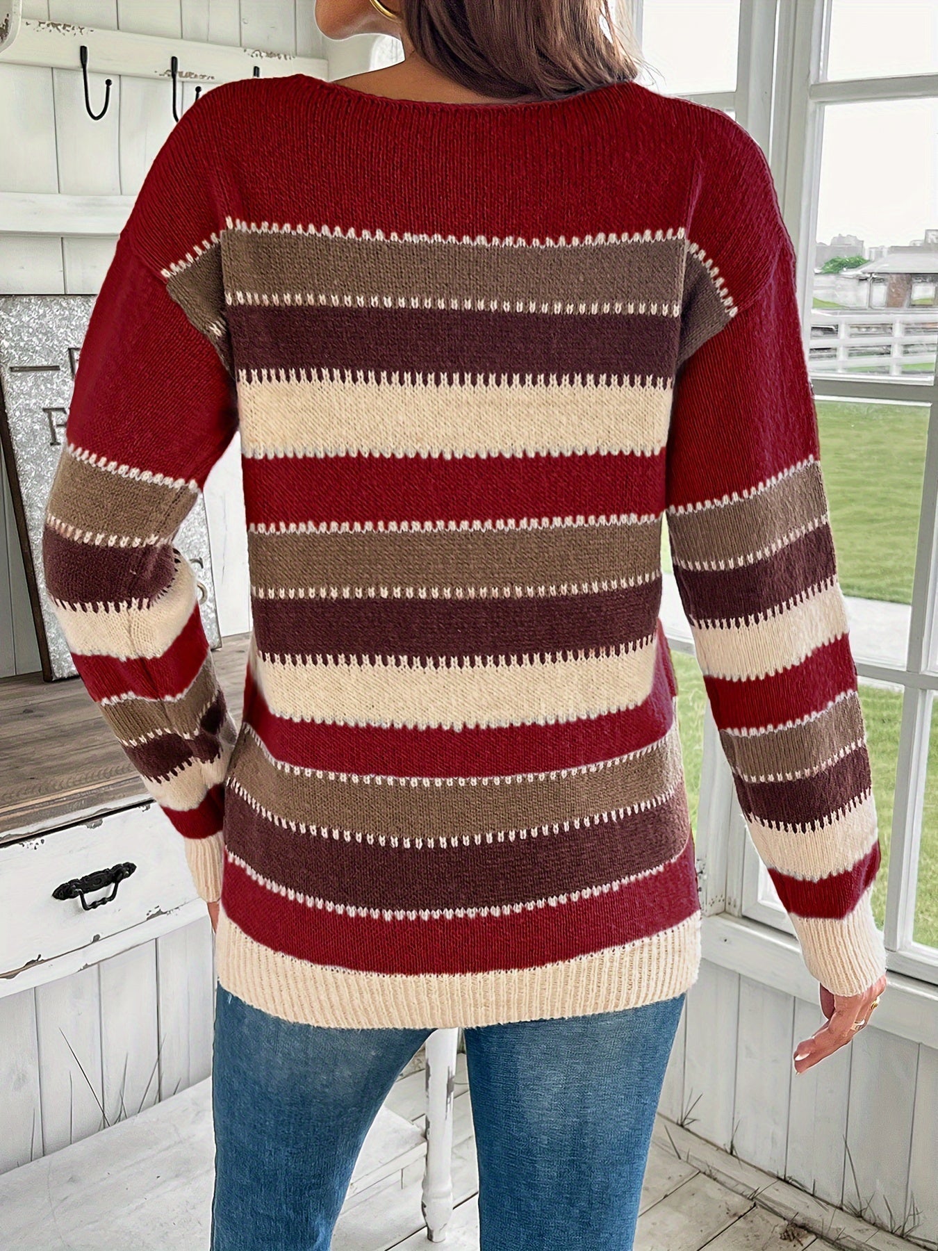 Lotte | Colourful crew neck sweater with drop shoulder and long sleeves