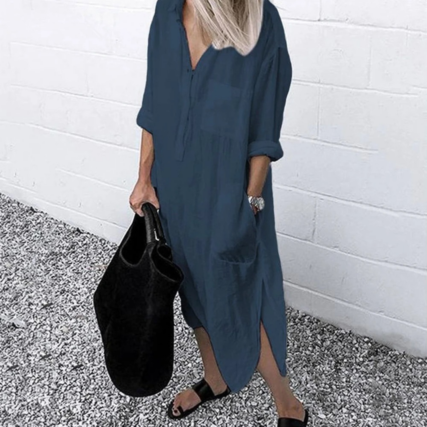 Lotte | Cotton Linen Midi Blouse Dress