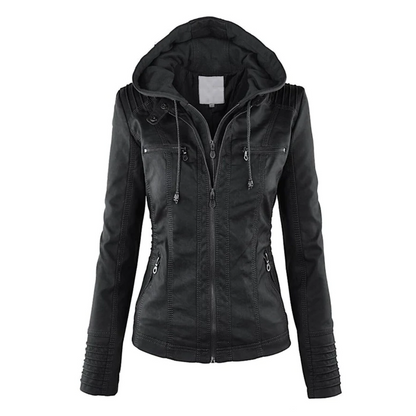 Lotte | Elegant leather women's jacket with hood