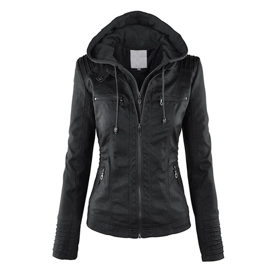 Lotte | Elegant leather women's jacket with hood