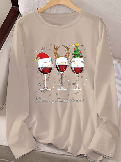 Lotte | Festive T-shirt with Christmas Print and Long Sleeves