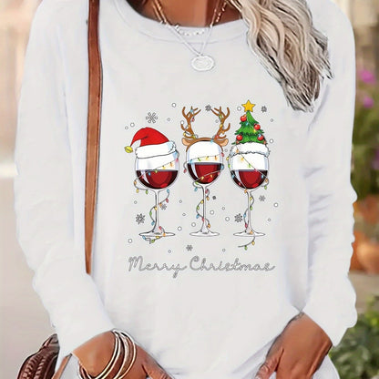Lotte | Festive T-shirt with Christmas Print and Long Sleeves