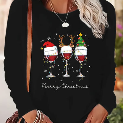 Lotte | Festive T-shirt with Christmas Print and Long Sleeves