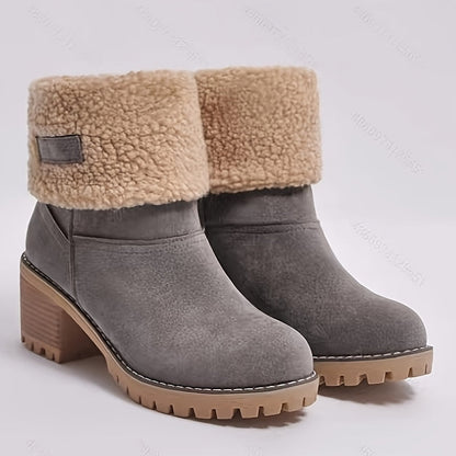 Lotte | Fluffy Ankle Boots with Thick Heel