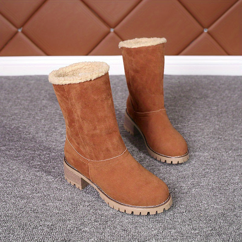 Lotte | Fluffy Ankle Boots with Thick Heel