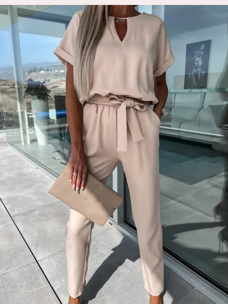 Lotte | Jumpsuit with Short Sleeves and Belt