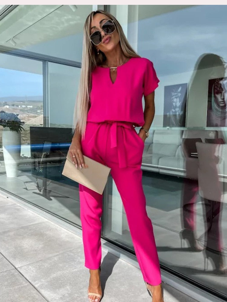 Lotte | Jumpsuit with Short Sleeves and Belt