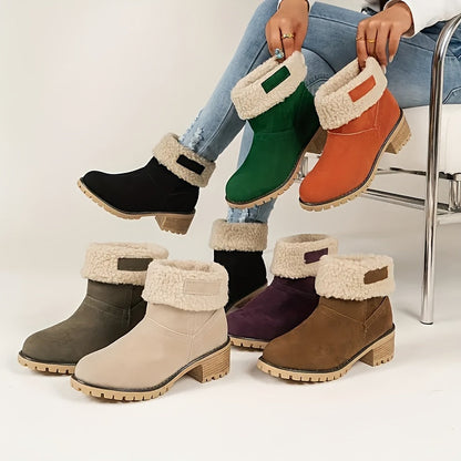 Lotte | Plush-lined ankle boots with chunky heel in solid colour