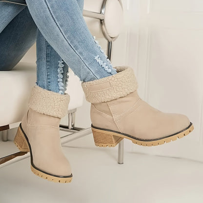 Lotte | Plush-lined ankle boots with chunky heel in solid colour