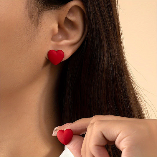 Lotte | Vintage Elegant Red Heart-Shaped Earrings