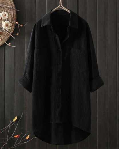 Louise | Loose-fitting plain blouse with long sleeves