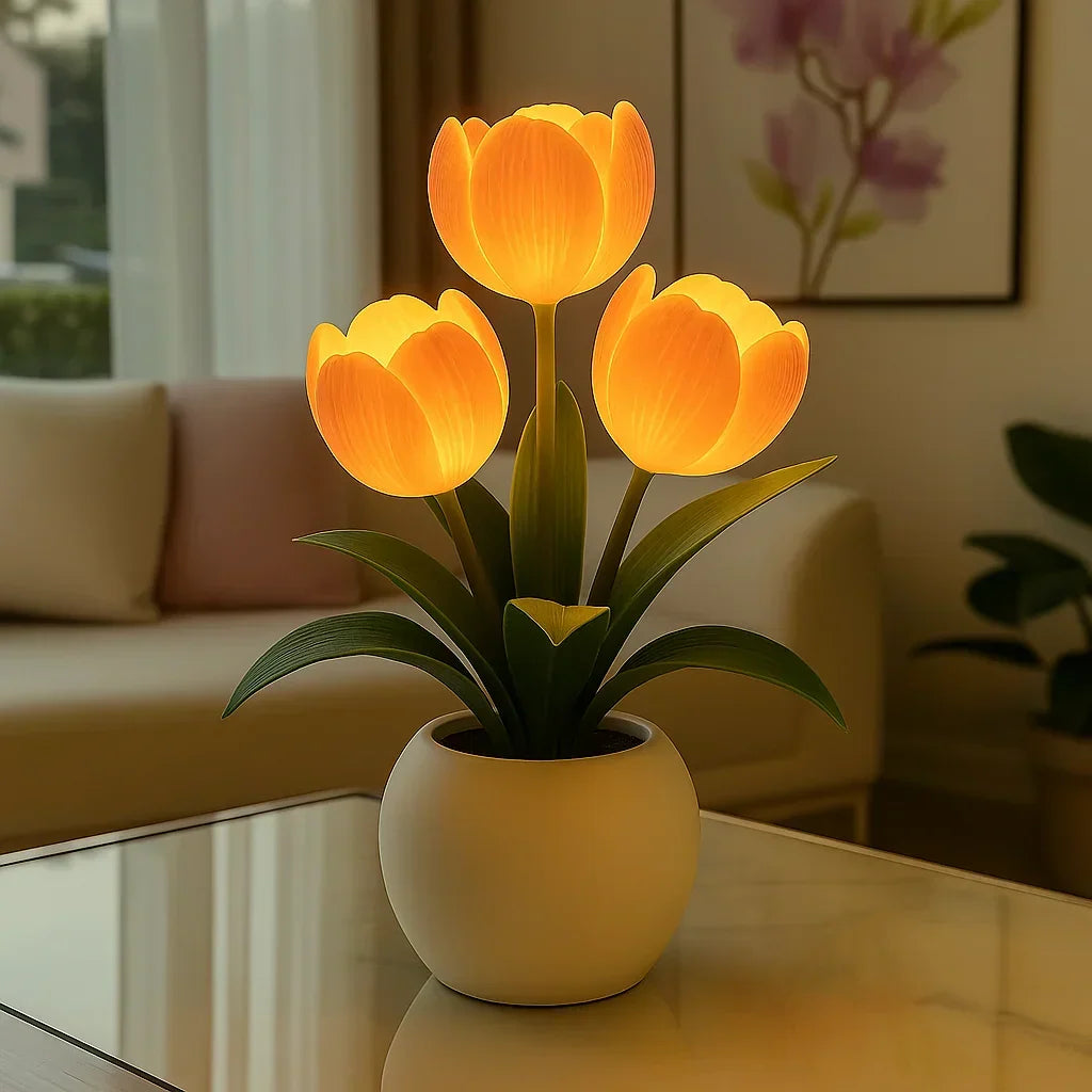 Decoratieve tulpenlamp met LED en warm, dimbaar licht