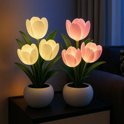 Decoratieve tulpenlamp met LED en warm, dimbaar licht
