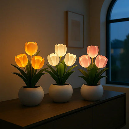 Decoratieve tulpenlamp met LED en warm, dimbaar licht