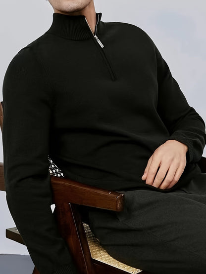 Luuk | Casual men's jumper with half zip and collar
