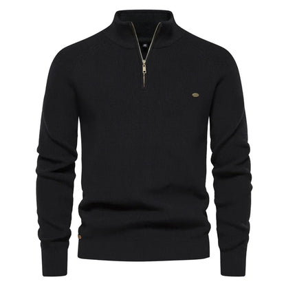 Hugo Luxe Half Zip Jumper with Stand-Up Collar