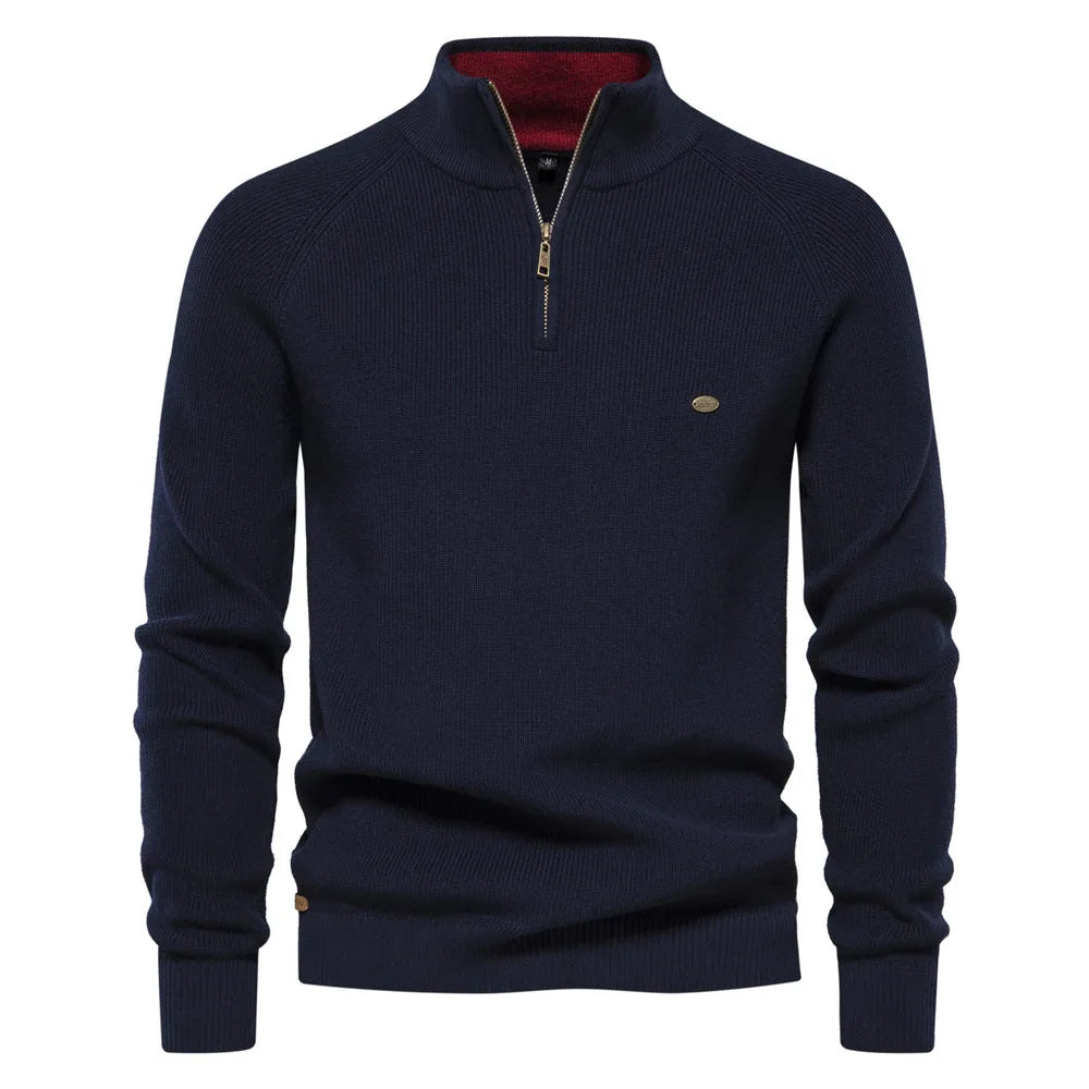Hugo Luxe Half Zip Jumper with Stand-Up Collar