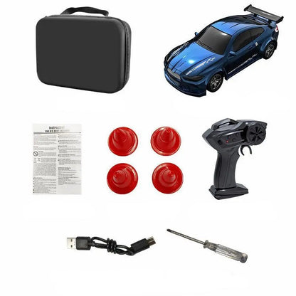 Mini coche teledirigido de drift con control remoto y faros LED