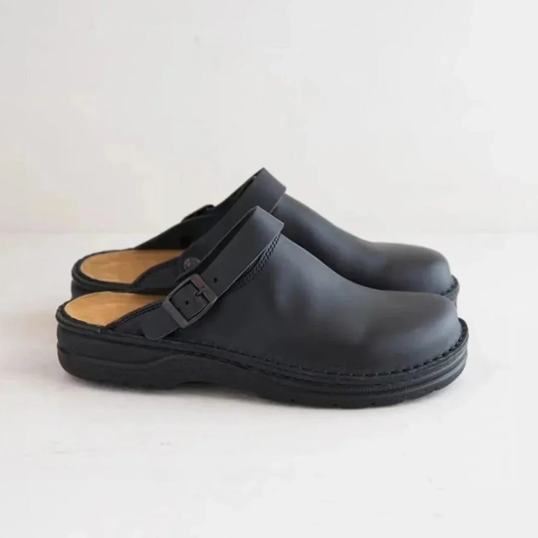 Faux Leather Slippers for Men with Comfortable Inner Lining