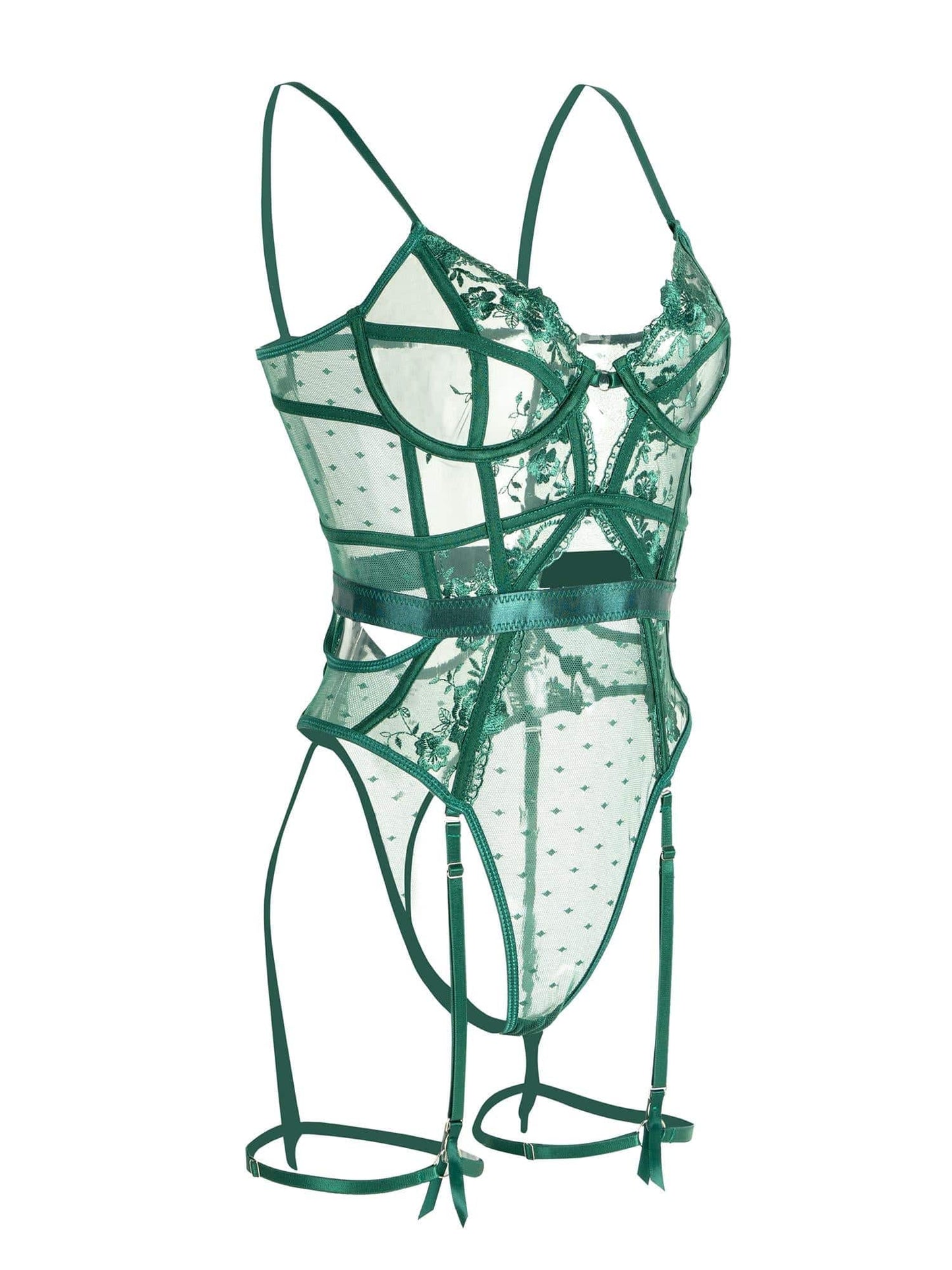 Melody - Green Lace Body Lingerie with Underwire