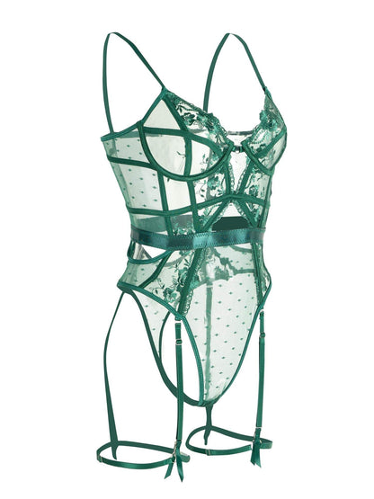 Melody - Green Lace Body Lingerie with Underwire