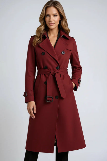 Waterdichte lange trenchcoat met ceintuur voor dames