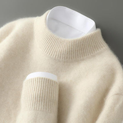 Ladies' Elegant Knitted Jumper with High Neck and Ribbed Cuffs