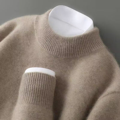 Ladies' Elegant Knitted Jumper with High Neck and Ribbed Cuffs