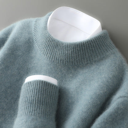 Ladies' Elegant Knitted Jumper with High Neck and Ribbed Cuffs