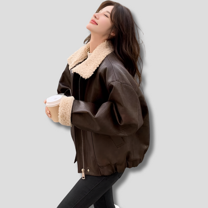 Large Leather Winter Coat - Primera