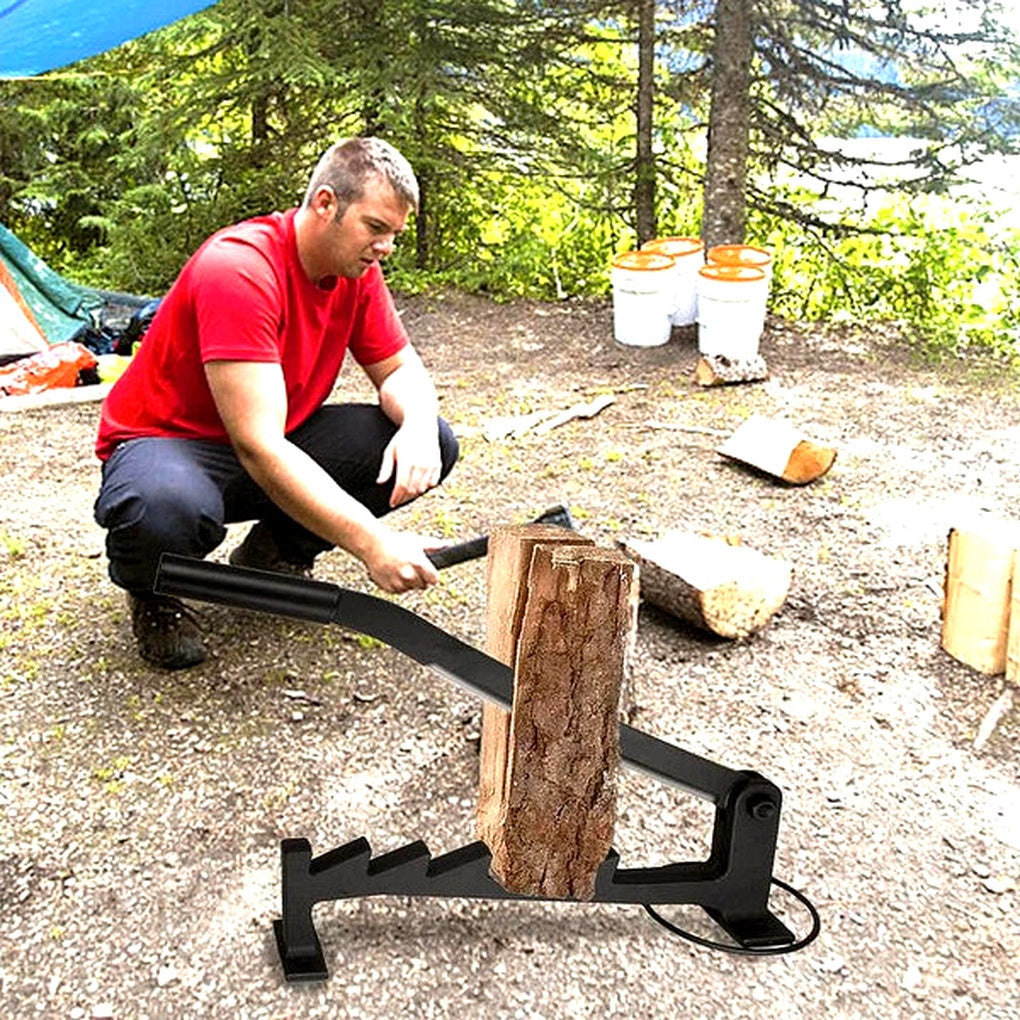 Manual Wall-Mounted Wood Splitter - Lever-Activated Firewood Tool