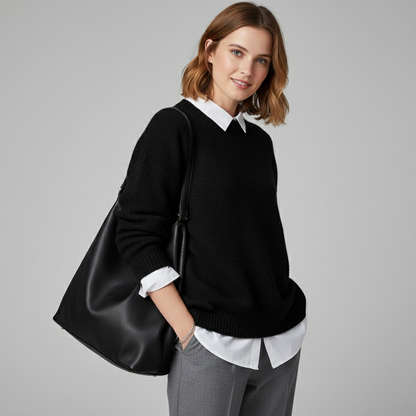 Knitted Jumper with Round Neck Soft and Warm for Women