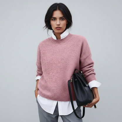 Knitted Jumper with Round Neck Soft and Warm for Women