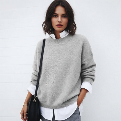 Knitted Jumper with Round Neck Soft and Warm for Women