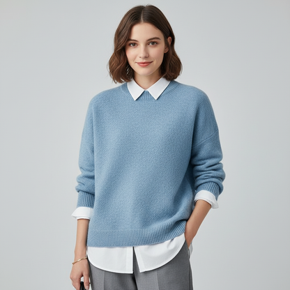 Knitted Jumper with Round Neck Soft and Warm for Women