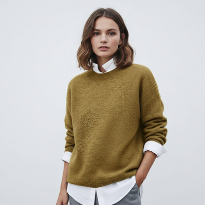 Knitted Jumper with Round Neck Soft and Warm for Women