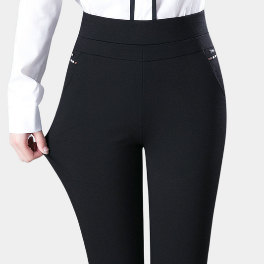 Pantalones elásticos cómodos para mujer con cintura alta