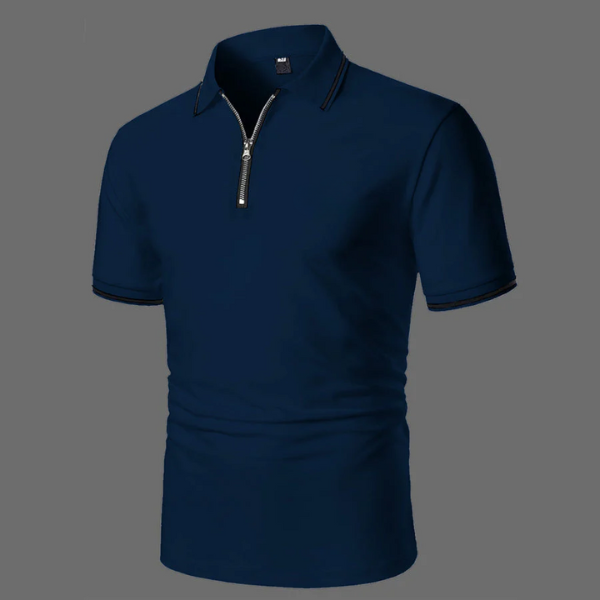 Max | White polo shirt with short sleeves and zip