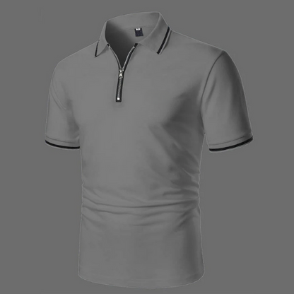 Max | White polo shirt with short sleeves and zip